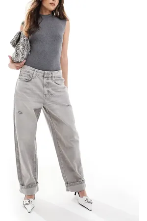 Pull&Bear Forvaskede grå jeans med ballonben