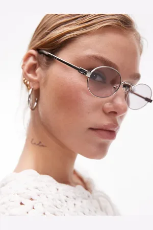 Le Specs Poseidon Deux - Runde solbriller med sølvfarvet metalstel