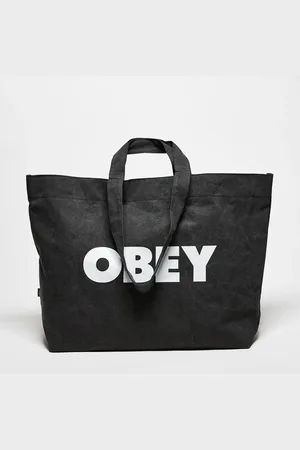 Obey Pigmenteret sort tote-taske med grafisk logo