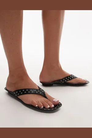MANGO Sorte slip-on-sandaler med nitter i læder