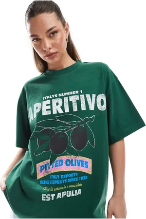 ASOS Oversized og grøn T-shirt med grafisk olivenprint