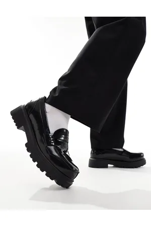 London Rebel Wide Fit - Chunky penny-loafers med riflet sål i