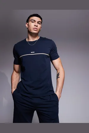 HUGO BOSS Unique - T-shirt med logo og stribe i regular fit