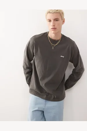 Obey Gråsort langærmet T-shirt med logo