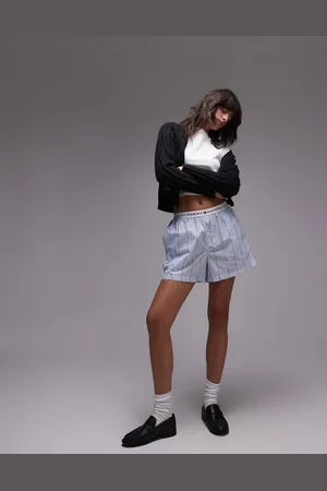 Tommy Hilfiger Blå og stribede boksershorts i poplin