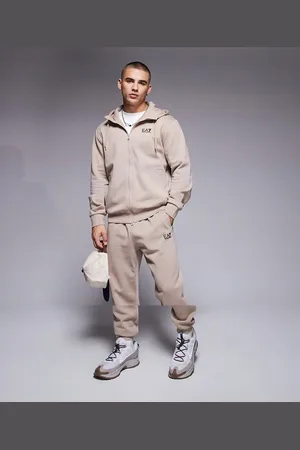 EA7 Armani - - Beige sæt med joggingbukser og hættetrøje med lynlås og logo-Neutral