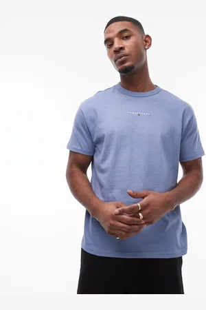 Tommy Hilfiger Lyseblå T-shirt med småt lineært logo