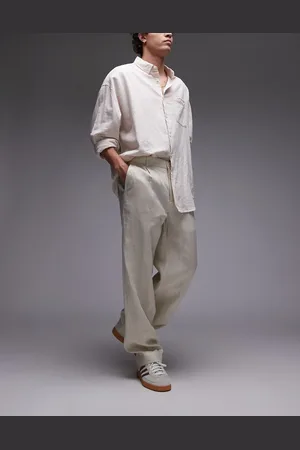 MANGO Premium - Tapered og hørbukser-Neutral