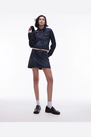Topshop Pelmet-nederdel i denim med dyb vintagefarve - Del af sæt