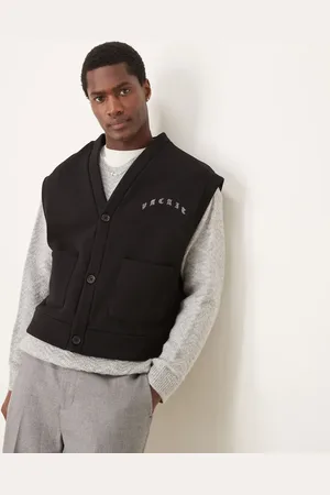 ASOS Oversized cropped ærmeløs cardigan med broderi