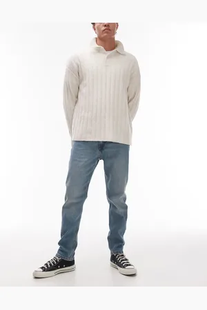 MANGO Ben - Blå afslappede slim fit-jeans i mellemvask