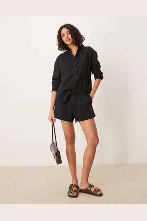Abercrombie & Fitch Sorte pull-on-shorts i hør