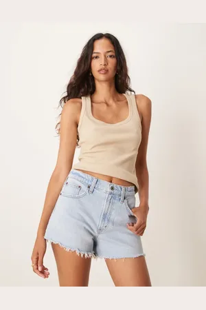 Abercrombie & Fitch Lyseblå afklippede shorts i 90