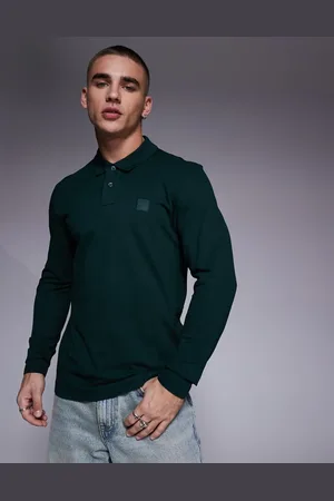 HUGO BOSS Passerby - polo med lange ærmer og tonet logo i piqué i slim fit