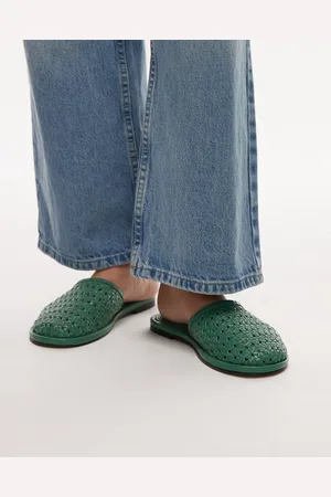 Topshop Bobby - Grønne vævede clogs i læder