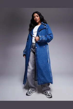 Hugo Blue HUGO - Blue Garena - Oversized blå trenchcoat i denim