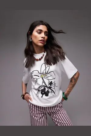 Topshop Premium - basis-t-shirt med blomstergrafik