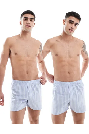 ASOS Pakke med 2 par blå og vævede boksershorts med striber