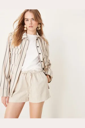 Abercrombie & Fitch Pull-on shorts i hør-Neutral