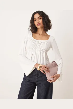 ASOS Hvid babydoll-top med flagrende ærmer