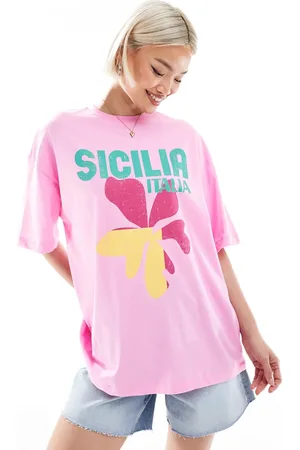 New Look Lyserød oversized T-shirt med 