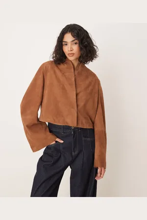 ASOS Gyldenbrun cropped blazer i ruskind