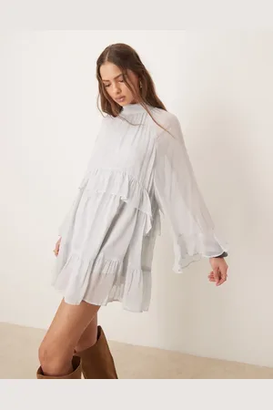 ASOS Minikjole med høj hals og flæser