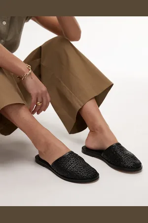 Topshop Bobby - Sorte vævede clogs i læder