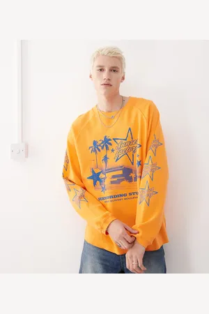 COLLUSION Og langærmet T-shirt i skater fit med blåt print