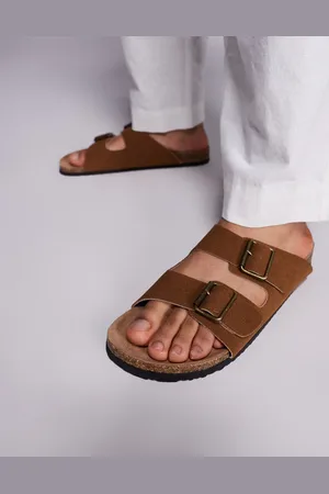 ASOS Gyldenbrune sandaler med to remme og korksål