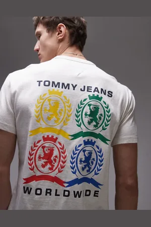 Tommy Hilfiger Hvid T-shirt med farverigt våbenskjold og grafisk print på ryggen-Neutral