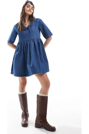 Daisy Street Vintage- smock-minikjole i denim
