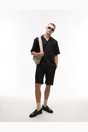 MANGO Premium - Sorte shorts i hør
