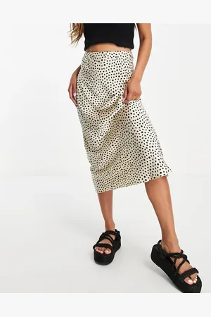 ASOS Midinederdel i satin med skråsnit og leopardprint