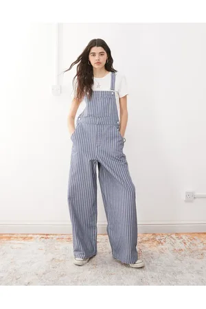 Reclaimed Denimblå overalls med nålestriber