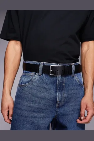 Armani Exchange Læderbælte med logo i