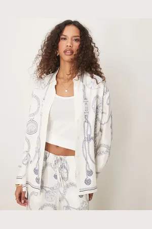 GANT Offwhite skjorte med kædeprint - Del af sæt-Hvid