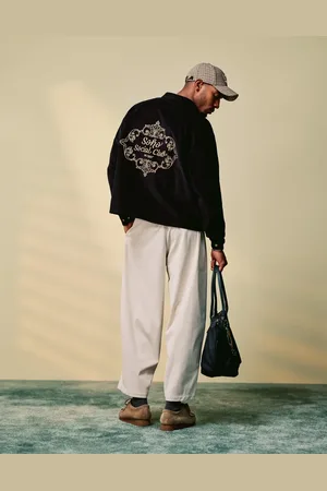 ASOS Sort oversized skjorte med broderi på ryggen i firkantet pasform-Grå