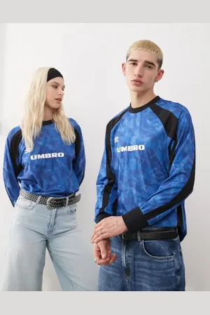 Umbro Blå og sort T-shirt med lange ærmer og print i jersey