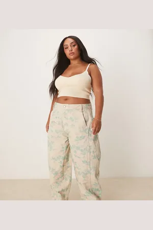 ASOS Curve - Barrel-bukser med vintage og syninger-Multifarvet
