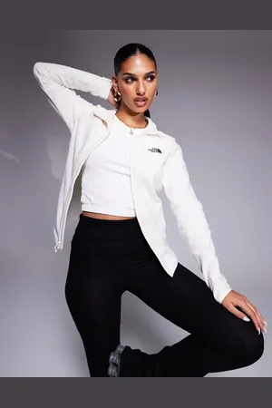 The North Face Glacier - Offwhite fleece med lynlås og logo-Hvid
