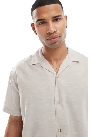 JACK & JONES Beige skjorte med reverskrave i hørblanding-Neutral