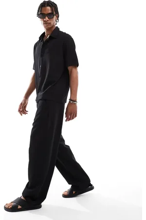 Bershka Sorte posede joggingbukser med plisseringer - Del af sæt
