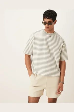ASOS Oversized T-shirt med teksturerede grå striber og firkantet pasform