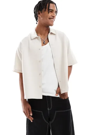 Bershka Ecrufarvet afslappet skjorte-Neutral