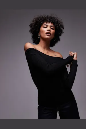 ARKET Offshoulder-top i fin ribstrik af merinouldsblanding