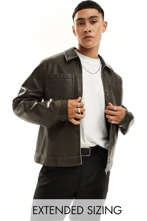 ASOS Forvasket harrington-jakke i imiteret læder