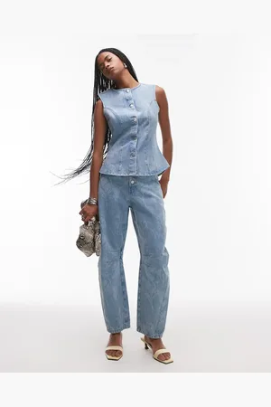 ASOS Blå jeans med tøndeformede ben og blomstermønster