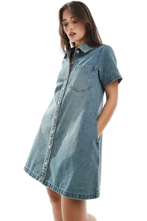 JJXX Vintage-blå skjortekjole i denim