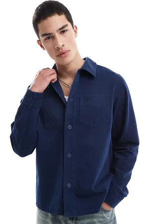 Fred Perry Marineblå overskjorte i twill